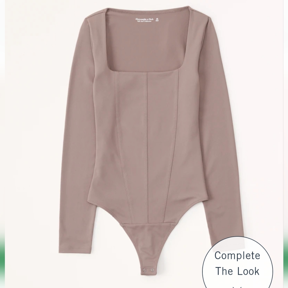 Abercrombie & Fitch NWT Long-Sleeve Seamless Fabric Corset Taupe XS